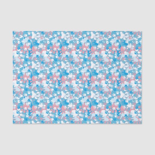Dog Pink en Blue Camouflage Pattern Tissuepapier (Voorkant)