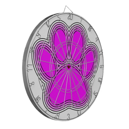 Dog Pink in roze met contouren Dartbord (Voorkant Links)
