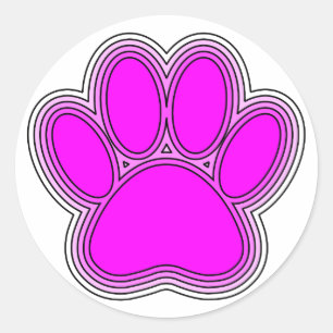 Dog Pink in roze met contouren Ronde Sticker
