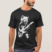 Dog Playing Guitar 90s Grunge Punk Rock & Roll T-shirt (Voorkant)