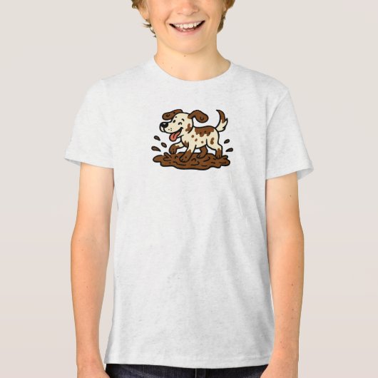 Dog Playing Mud Tri-Blend Shirt (Voorkant)