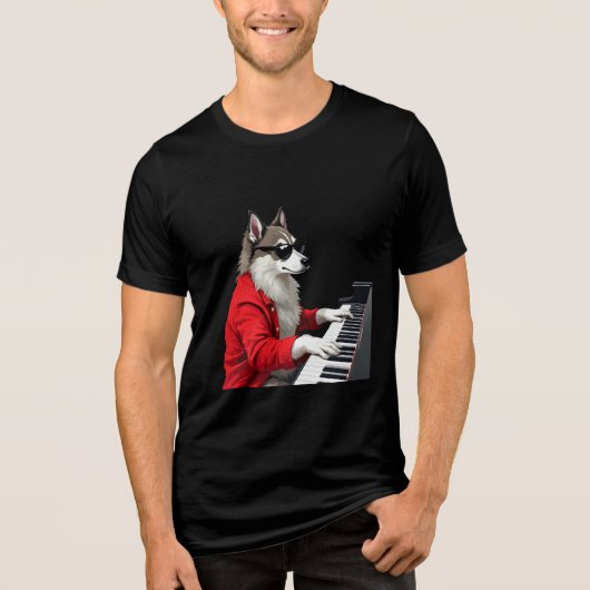 Dog playing the piano T-shirt (Voorkant)