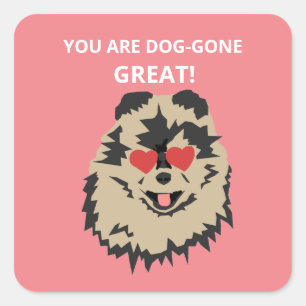 Dog Pomeranian Valentijn Heart Vierkante Sticker