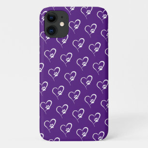 Dog-pootdruk in wit hart iPhone 11 hoesje