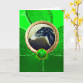 DOG PORTRAITS/Irish Greyhound Gold Photo Template Kaart (Gele Bloem)