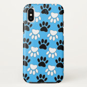 Dog-poten op blauwe achtergrond Case-Mate iPhone case (Achterkant)