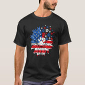 Dog Prints Sunflower American Flag Indepedence Day T-shirt (Voorkant)