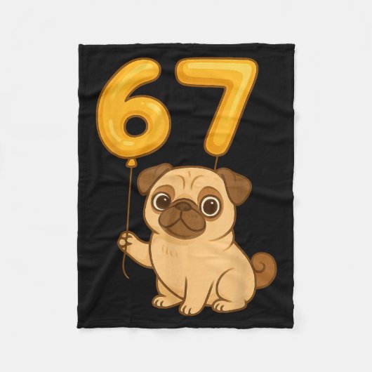 Dog Pug 67 Meme Six Seven Balloon Funny Gen Alpha  Fleece Deken (Voorkant)