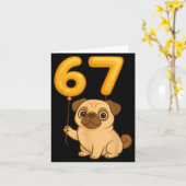 Dog Pug 67 Meme Six Seven Balloon Funny Gen Alpha  Kaart (Gele Bloem)