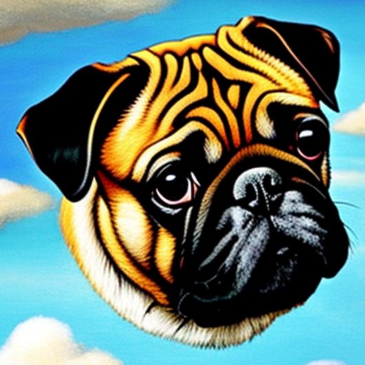 DOG Pug Face in een Sky T-Shirt