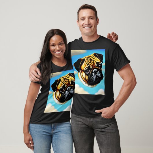 DOG Pug Face in een Sky T-Shirt (Unisex)