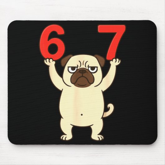 Dog Pug Funny 67 Meme Six Seven  Muismat (Voorkant)