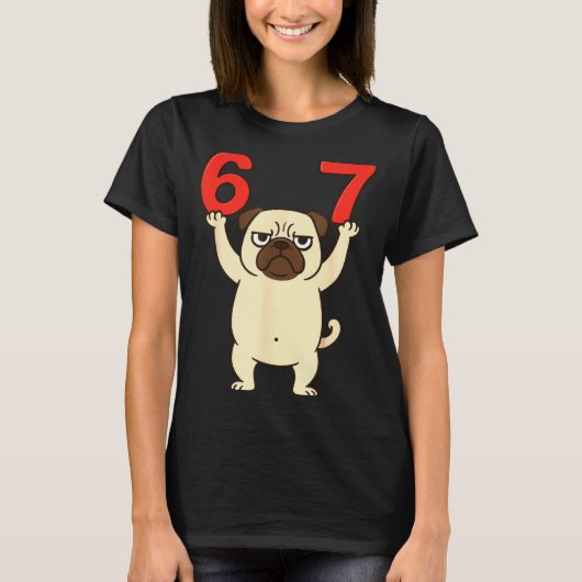 Dog Pug Funny 67 Meme Six Seven T-shirt (Voorkant)