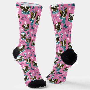 Dog Pug-kerstroze sokken