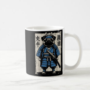 Dog Pug Samurai Funny Japanese Warrior Art Mannen  Koffiemok