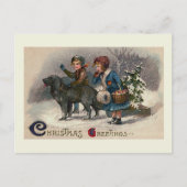 "Dog Pulling Sled" Kerst Briefkaart (Voorkant)
