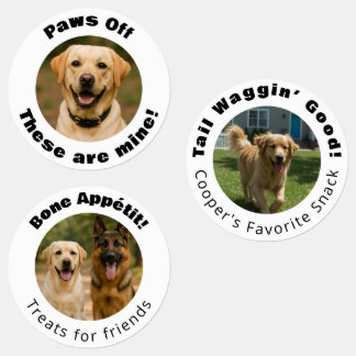 Dog Pun Round Photo Treats Labels