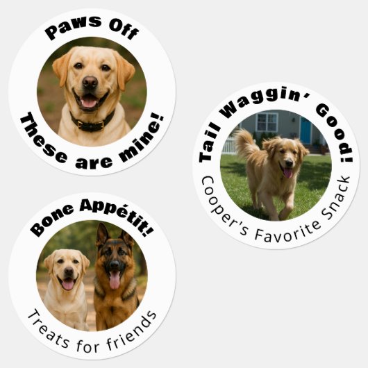Dog Pun Round Photo Treats Labels (Groep)