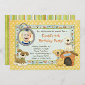 Dog Puppy Birthday Party Invitation Kaart (Voorkant / Achterkant)