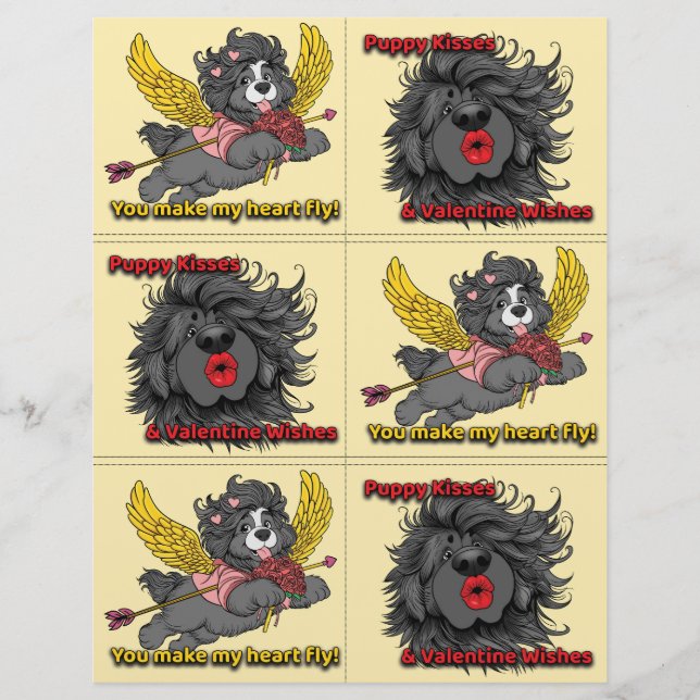 Dog Puppy Classroom Valentine Sheets Briefhoofd (Voorkant)