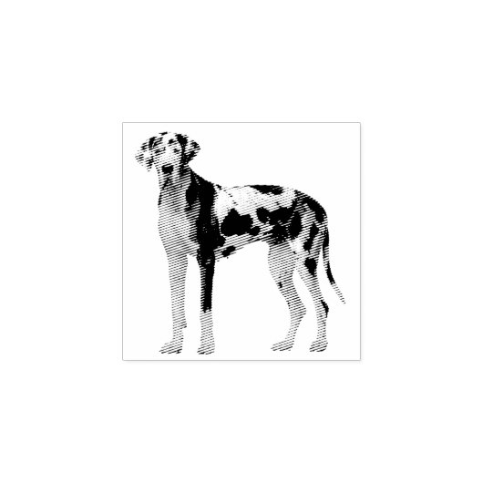 Dog Puppy Cutest Black White Great Dane Rubberstempel (Afrduk)