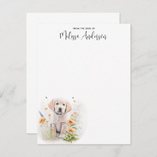 Dog Puppy Golden Retriever Moderne Waterverf Notitiekaartje (Voorkant / Achterkant)