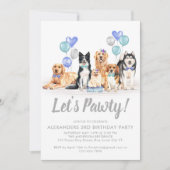 Dog Puppy Pawty Boy Girl Birthday Party Kaart (Voorkant)