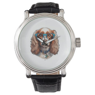 Dog Puppy Pooch Schattige Grappig Brillen Studeren Horloge