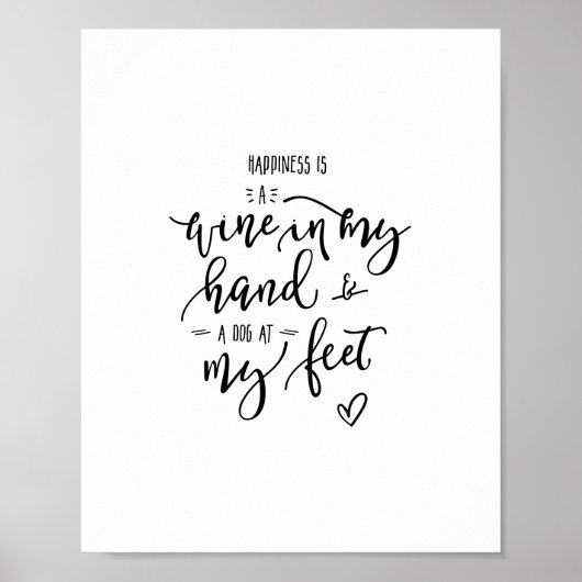 Dog Quote Wine Modern Art Hand Lettered Typography Poster (Voorkant)