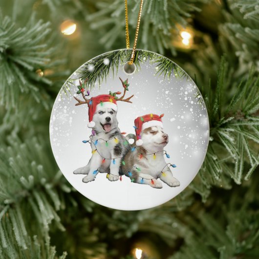 Dog Reindee Siberian Husky ijsschaap Keramisch Ornament (Boom)