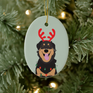 Dog Reindeer Happy Pawlidays Keramisch Ornament