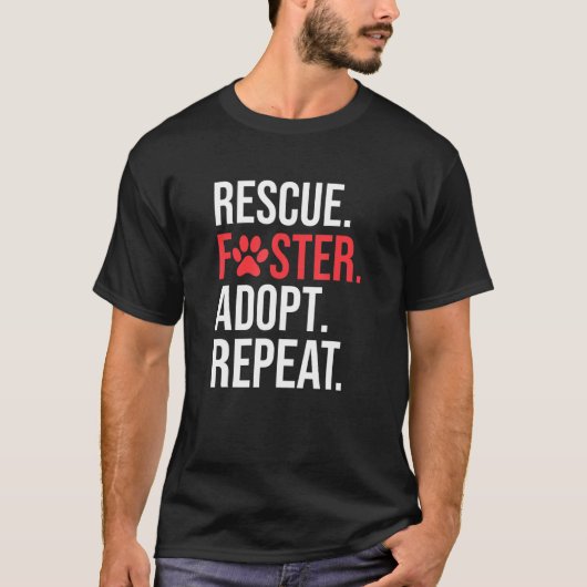 Dog Rescue Schuif herhaal Paw-afdrukken T-shirt (Voorkant)