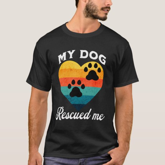 Dog Rescue Sunset Paw Prints Ontwerp T-shirt (Voorkant)