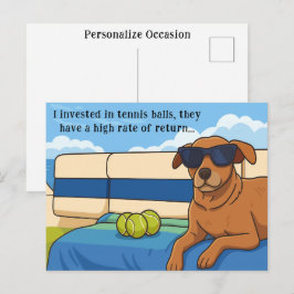 Dog Retirement Humor Tennis Ball Investment Joke Feestdagenkaart