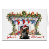 Dog Rottweiler attend Père Noël Cheminée de Noël (Devant horizontal)