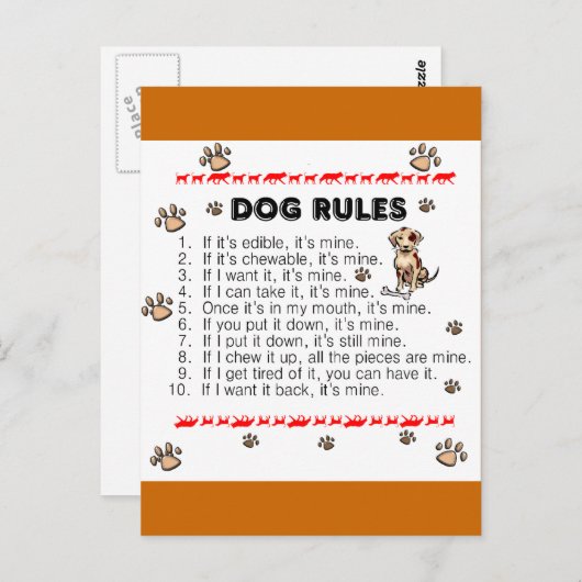 Dog Rules Briefkaart (Voorkant / Achterkant)