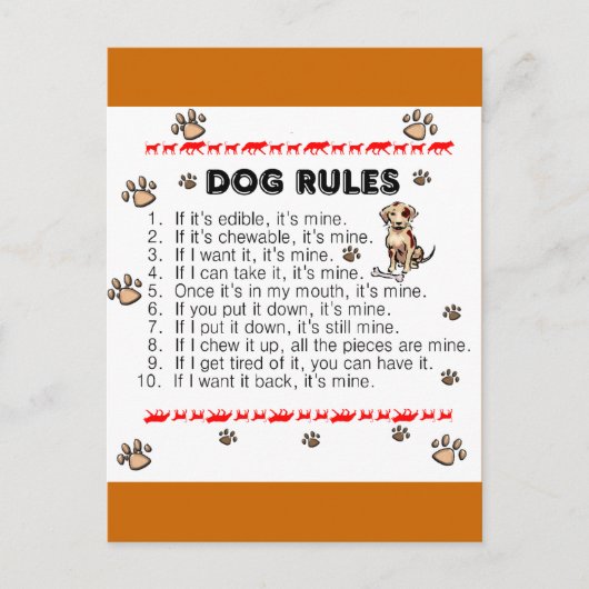 Dog Rules Briefkaart (Voorkant)
