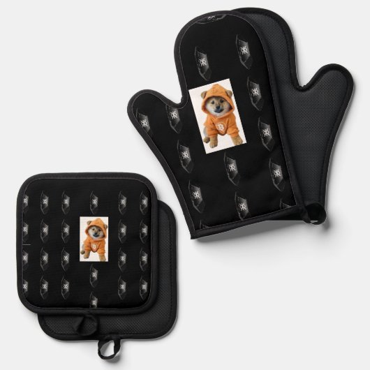 $DOG / Runestone Oven Mitts & Pot Houders Ovenwant & Pannenlap Set (Voorkant / Achterkant)