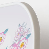 Dog Samoyed en roze bloemen, aangepaste naam Pickleball Paddle (Links Detail)