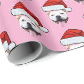 Dog Santa Hat | Aangepaste Gezichtsfoto Roze Kerst Cadeaupapier (Rol Hoek)