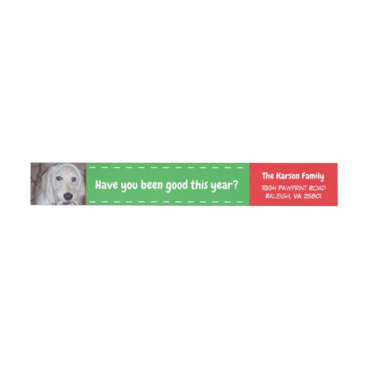 Dog Santa Paws Photo Wrap rond label (Individueel)