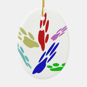 Dog schildert afdrukken met pooldoekjes keramisch ornament