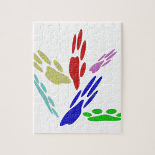 Dog schildert afdrukken met pooldoekjes legpuzzel