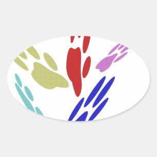 Dog schildert afdrukken met pooldoekjes ovale sticker