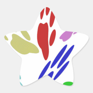 Dog schildert afdrukken met pooldoekjes ster sticker