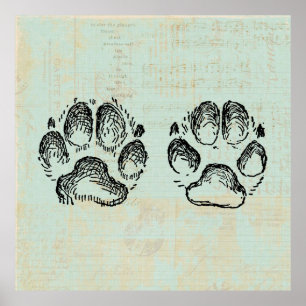 Dog schildert kunstmint groene kleur af poster