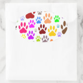 Dog schildert overal afdrukken ovale sticker (Tas)