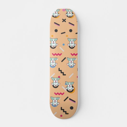 Dog Seamless Pattern Vector Skateboard (Voorkant)