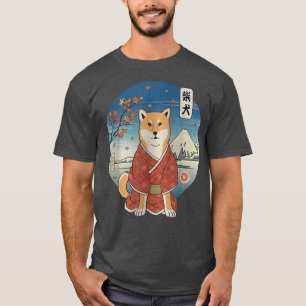 Dog Shiba Inu Samurai Ukiyoe Samurai Dog Akita Sam T-shirt