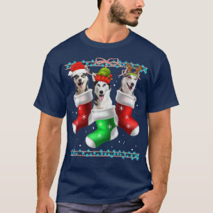 Dog Siberian Husky met Kerstmis Funny Xmas Paja T-shirt